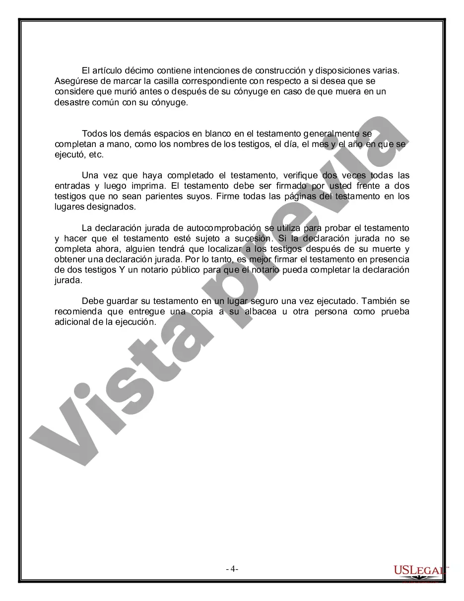 Preview Última voluntad y testamento para otras personas