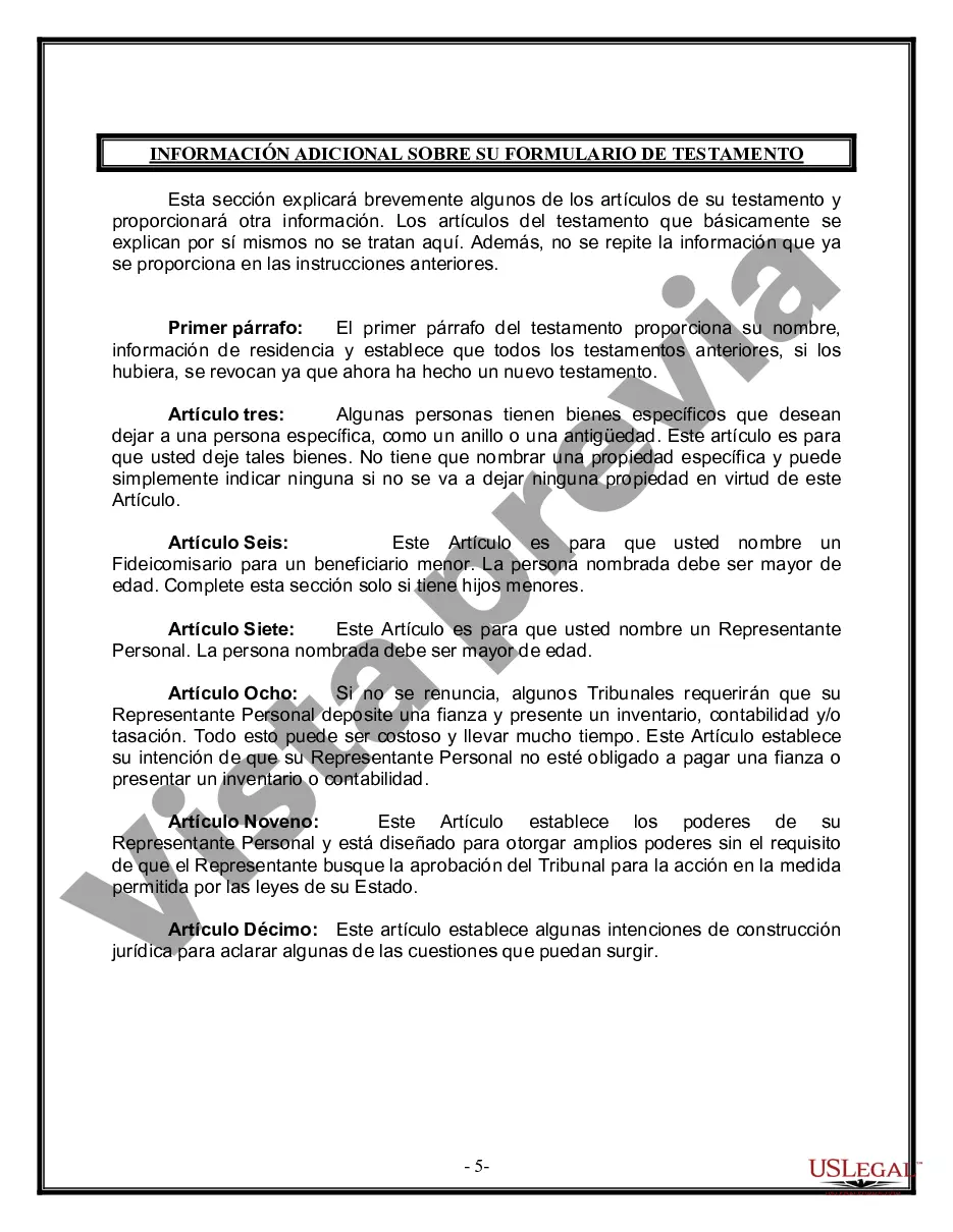 Preview Última voluntad y testamento para otras personas