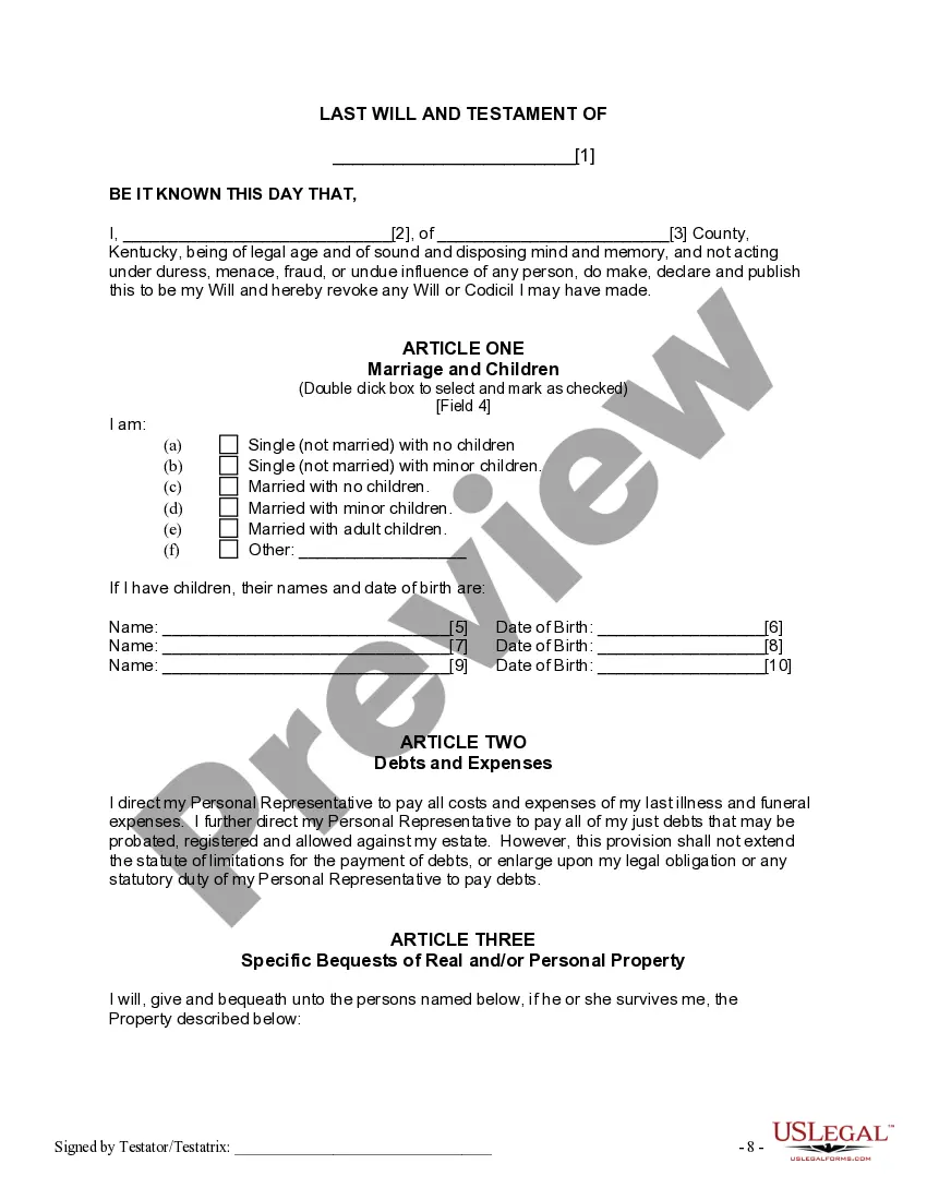 Get Last Will and Testament for other Persons Preview Last Will and Testament for other Persons