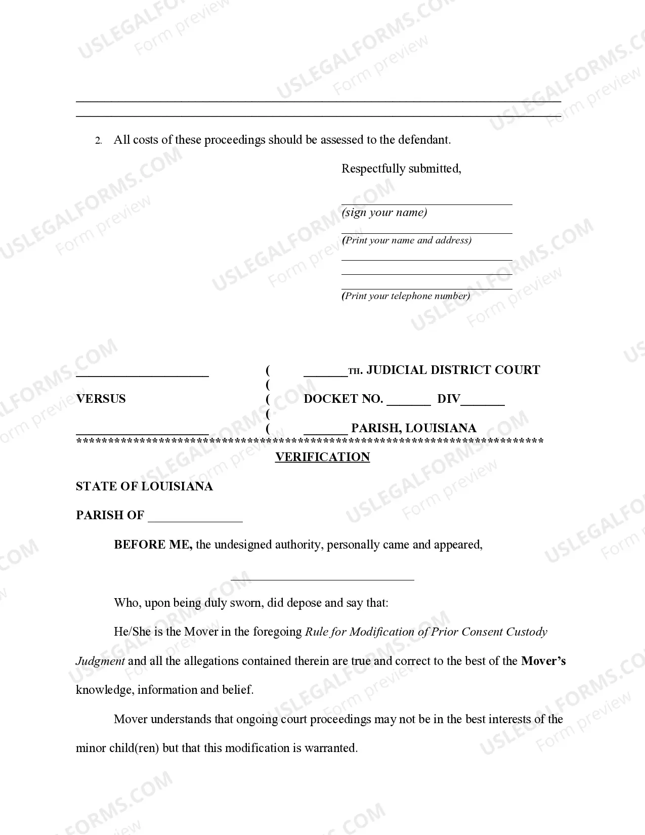 Preview Rule for Modification of Prior Consent Custody Judgment