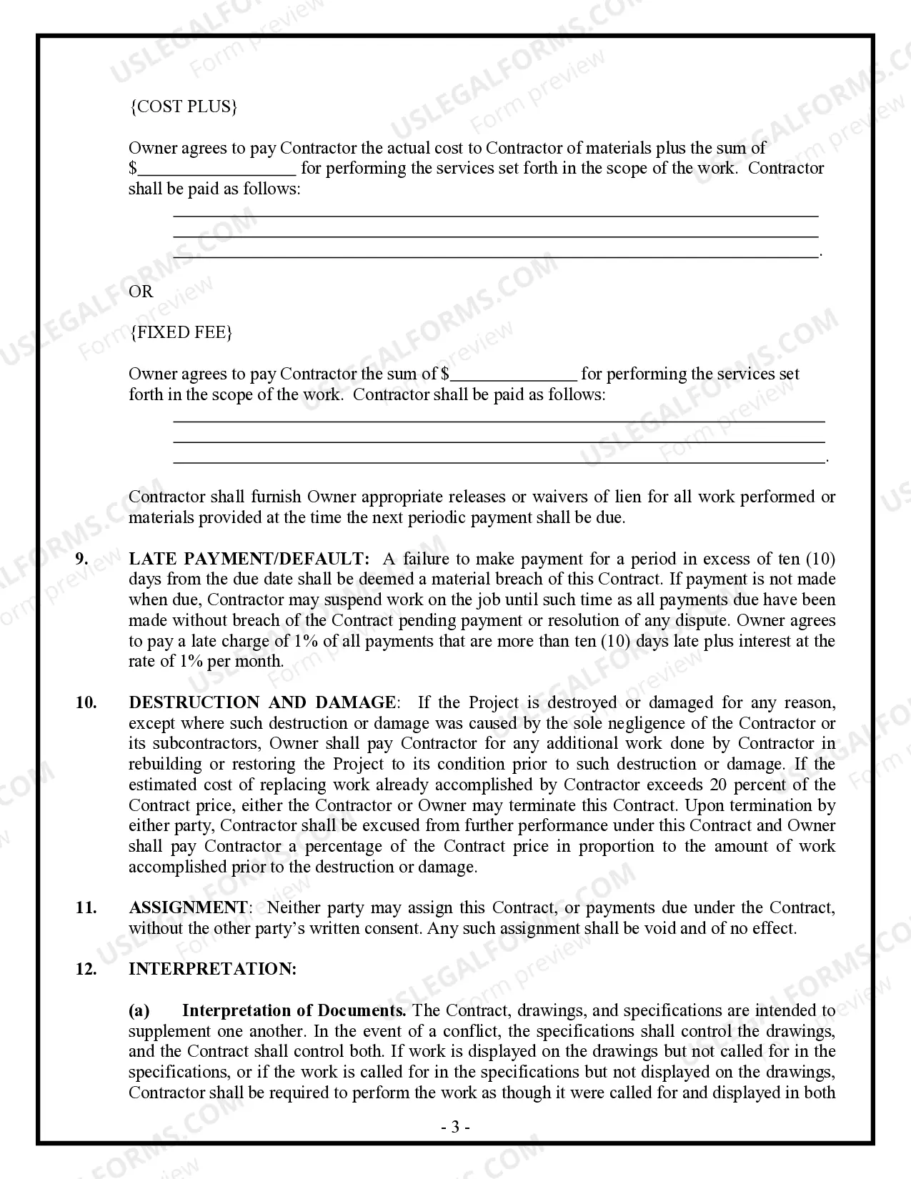 Preview Excavator Contract for Contractor
