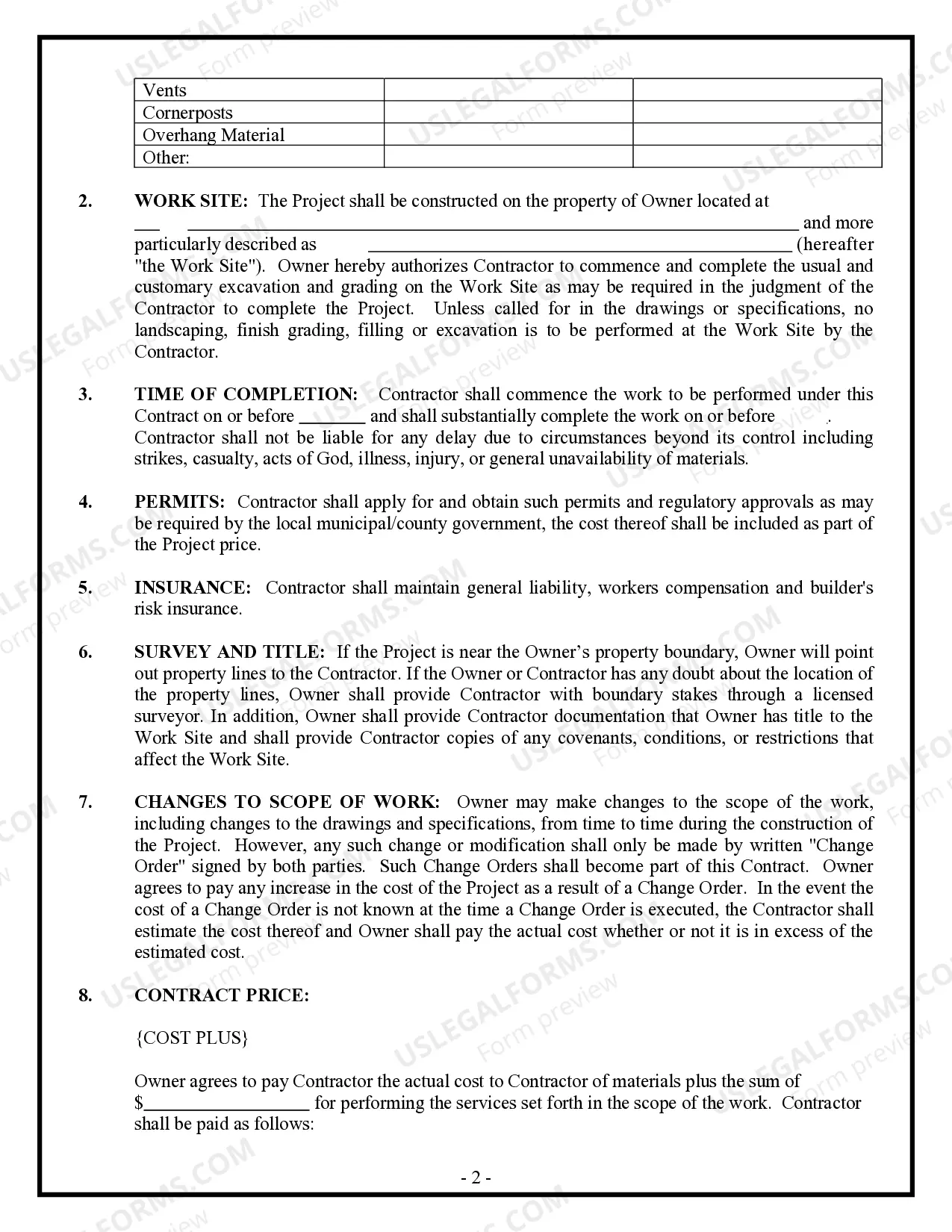 Preview Siding Contract for Contractor