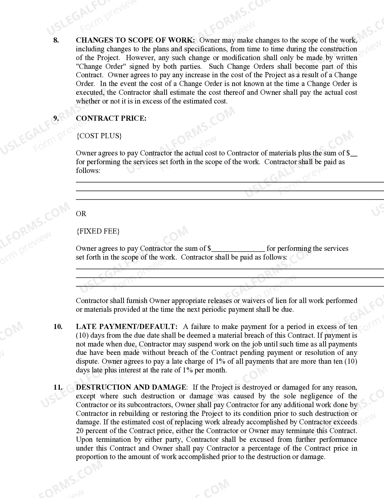 Preview Drainage Contract for Contractor