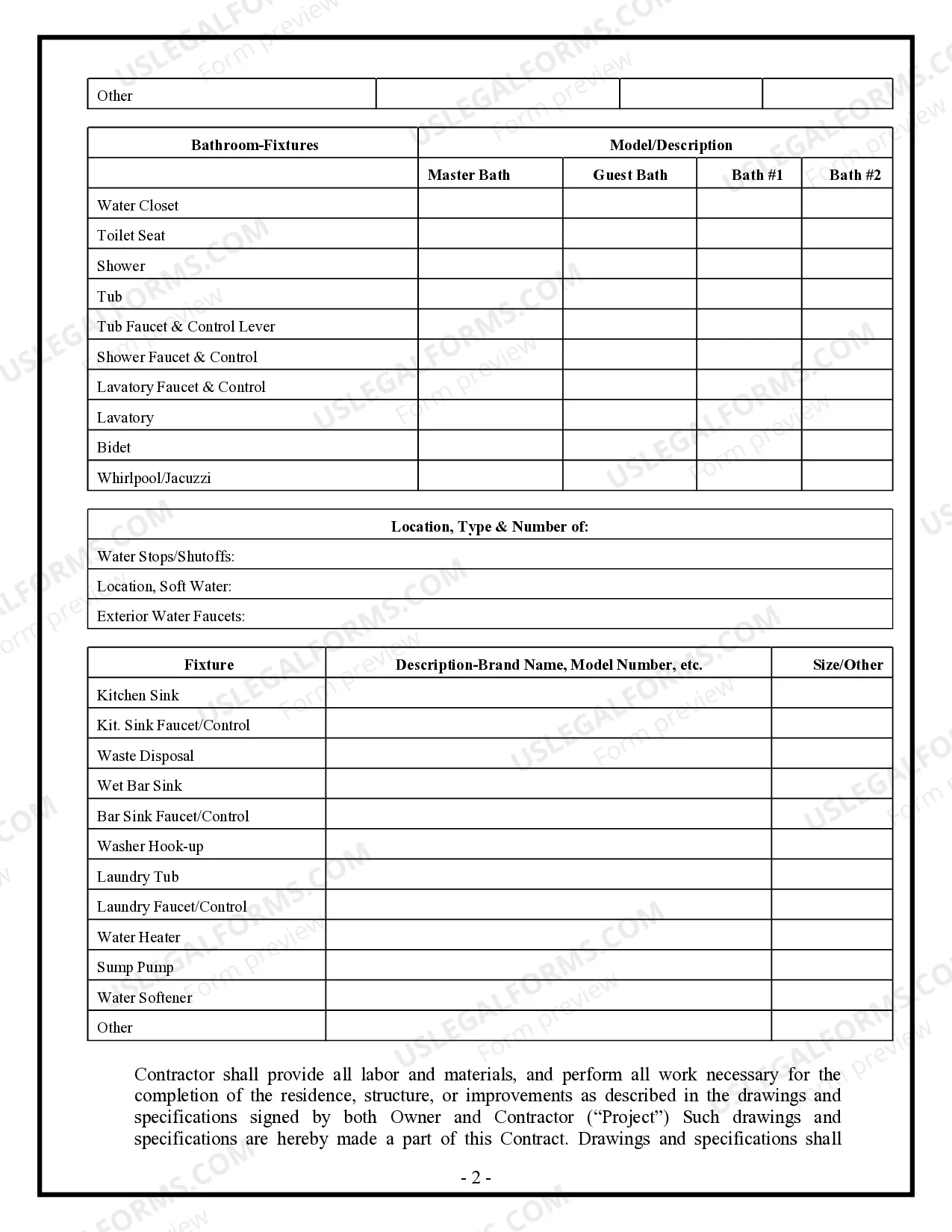 Preview Plumbing Contract for Contractor
