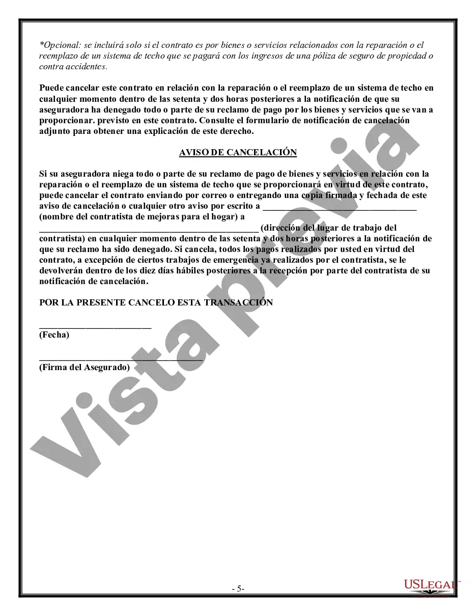 Preview Contrato de techado para contratista
