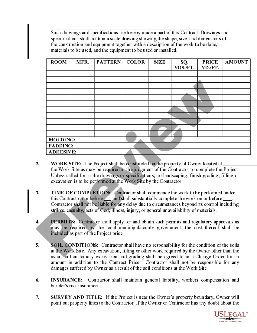 Preview Flooring Contract for Contractor