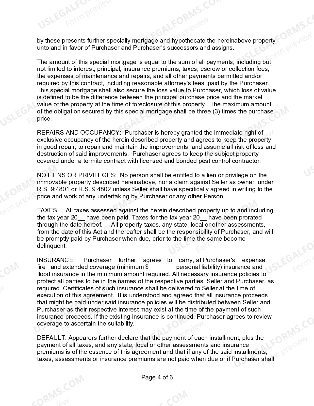 Preview Bond for Deed - Contract for Deed