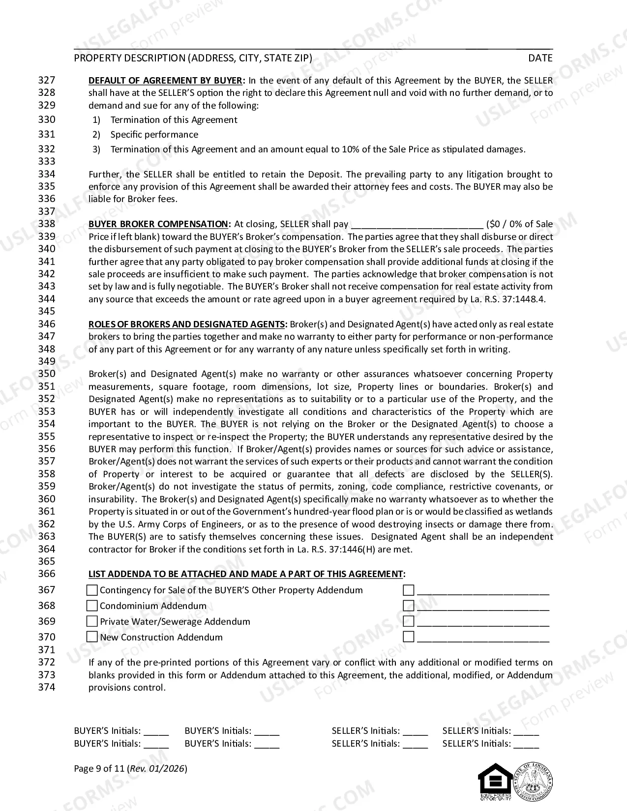 Preview Contract for Sale and Purchase of Real Estate with or without Agent or Broker for Residential Home Sale Agreement