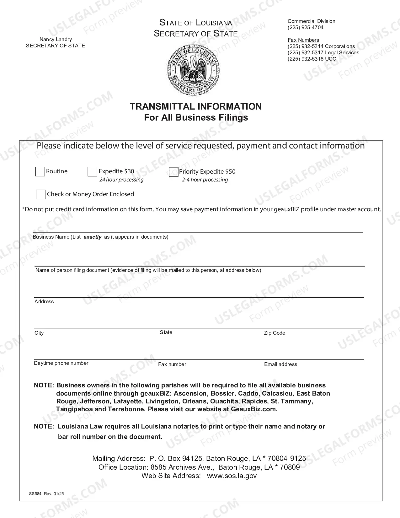 Preview Louisiana Registration of Foreign Corporation