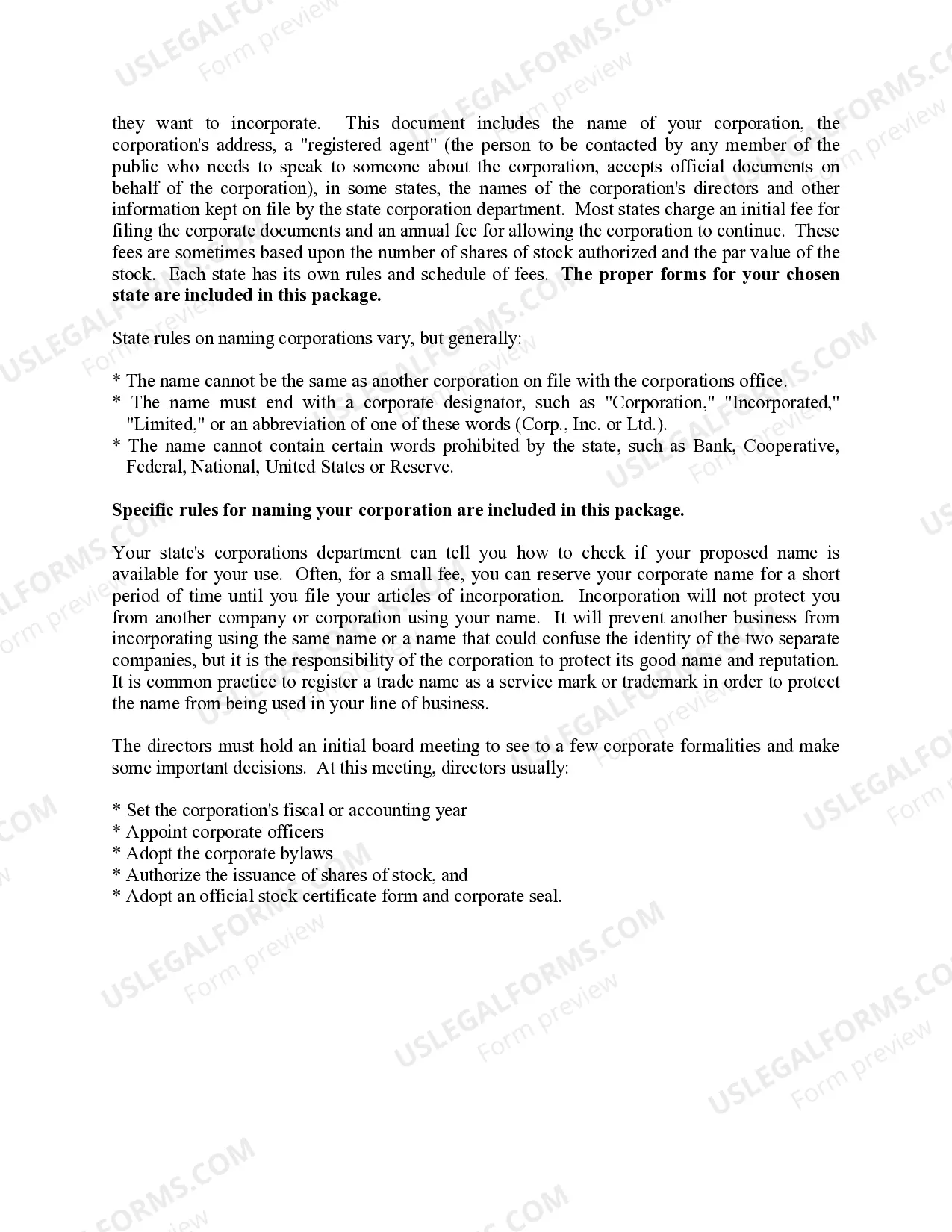 Preview Louisiana Business Incorporation Package to Incorporate Corporation