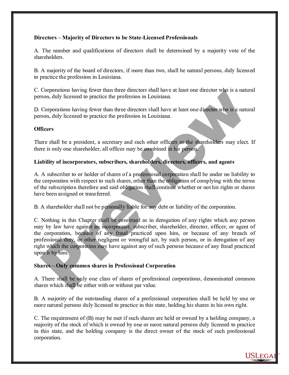 page 2 Professional Corporation Package for Louisiana preview