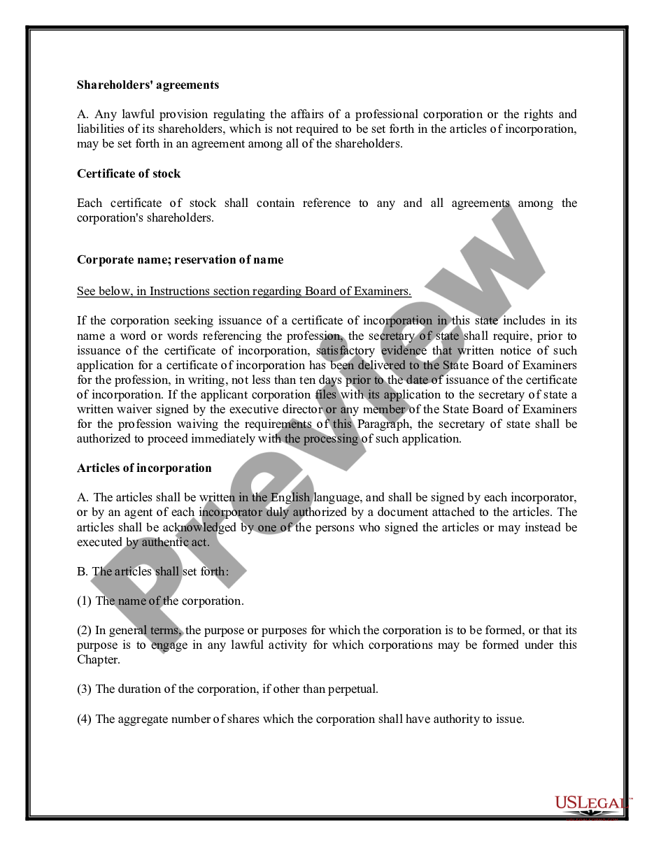 page 3 Professional Corporation Package for Louisiana preview