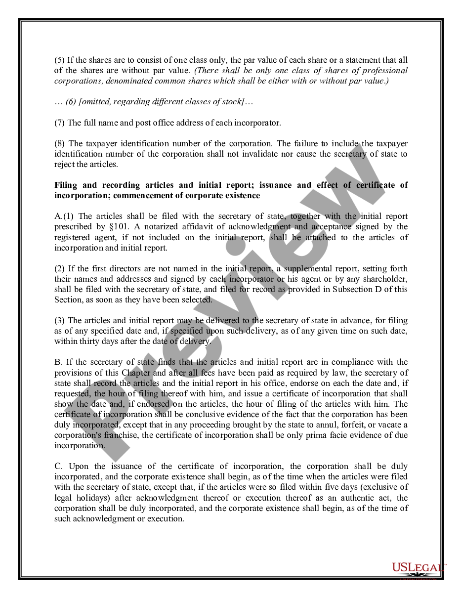 page 4 Professional Corporation Package for Louisiana preview