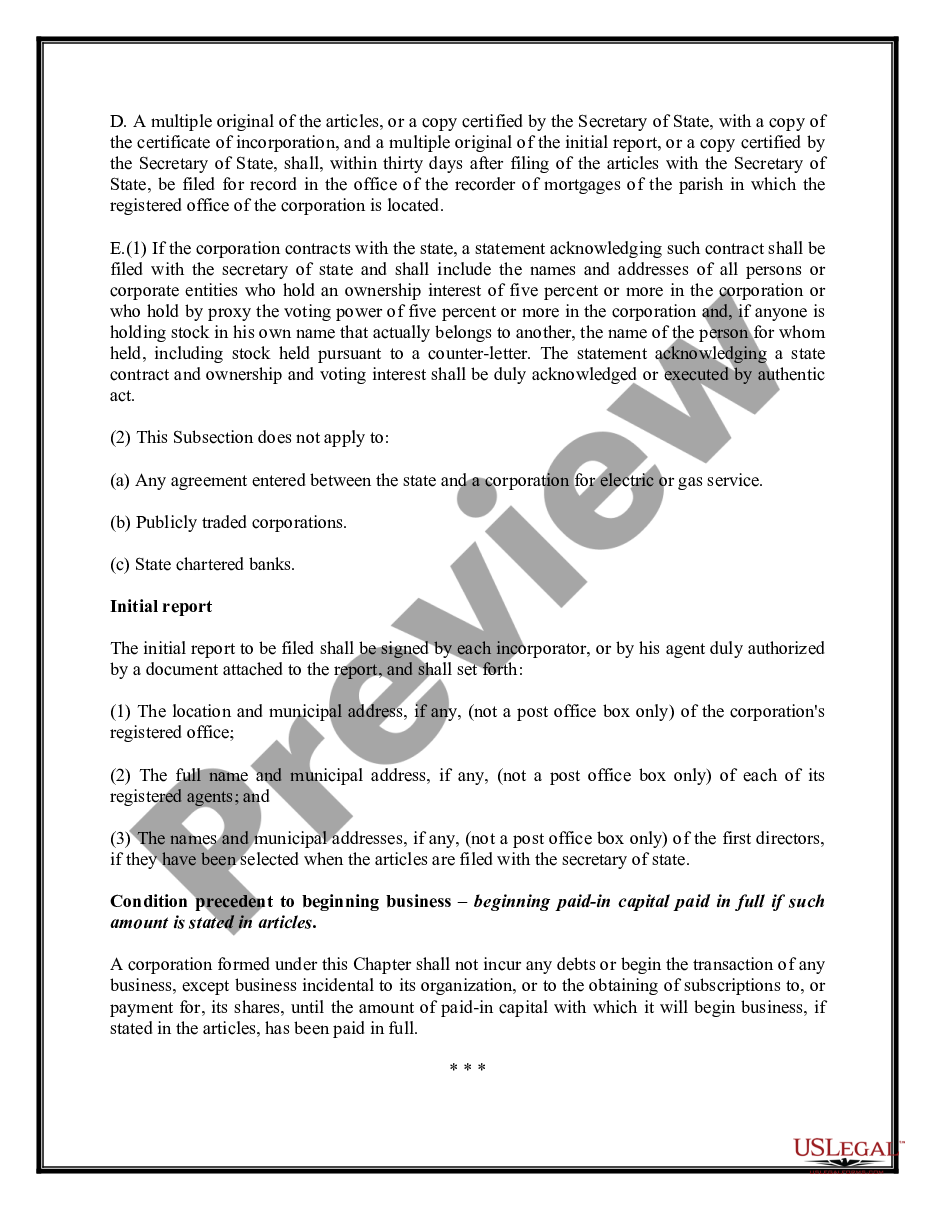 page 5 Professional Corporation Package for Louisiana preview