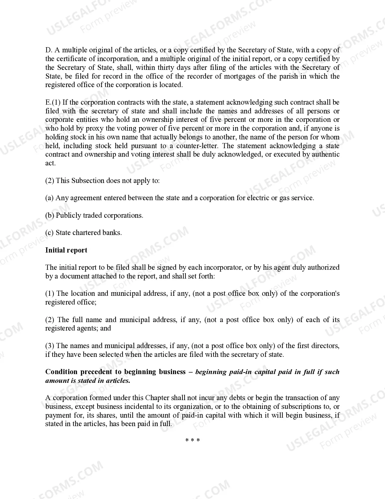 Preview Professional Corporation Package for Louisiana