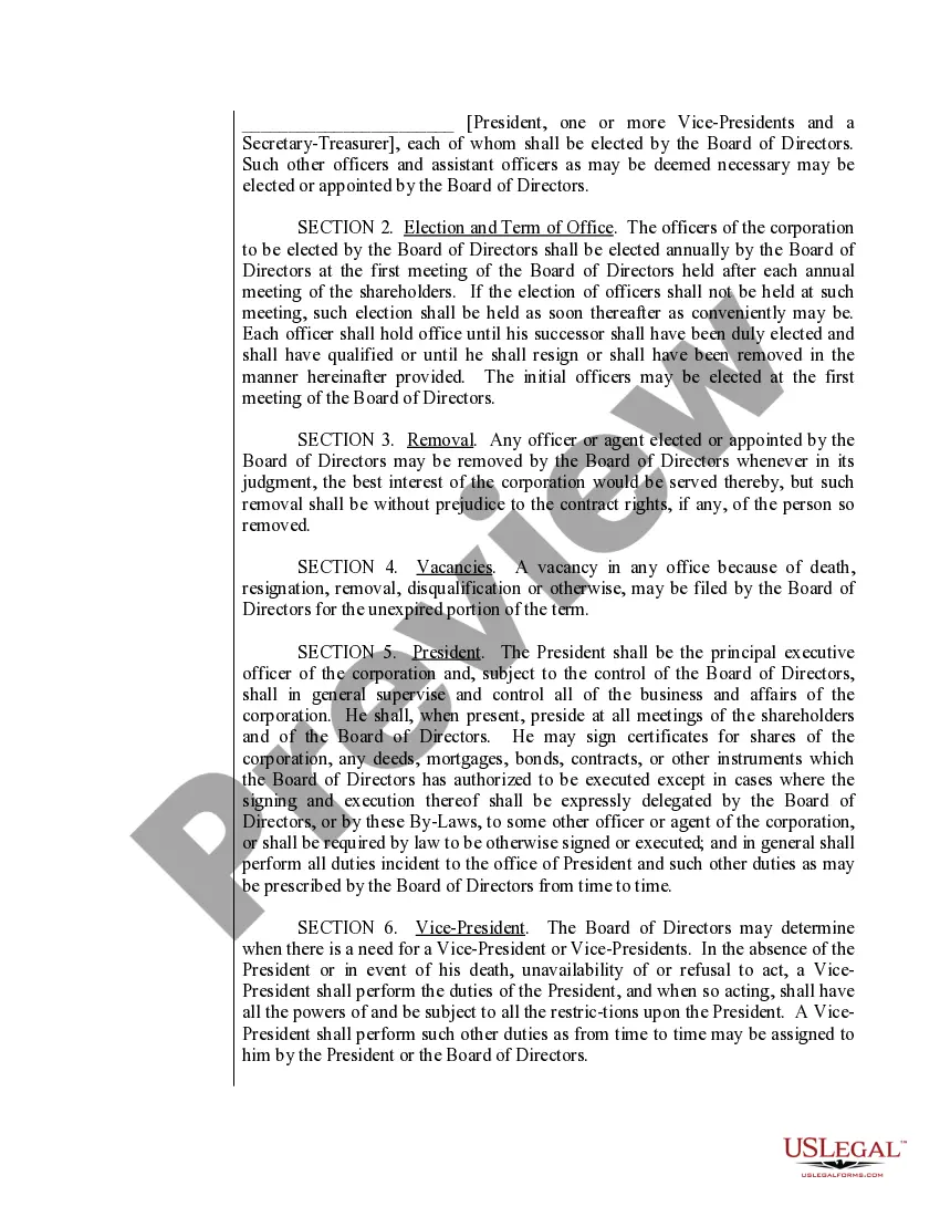 Preview Louisiana Bylaws for Corporation
