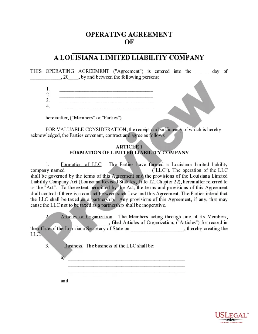 Get Limited Liability Company LLC Operating Agreement Preview Limited Liability Company LLC Operating Agreement