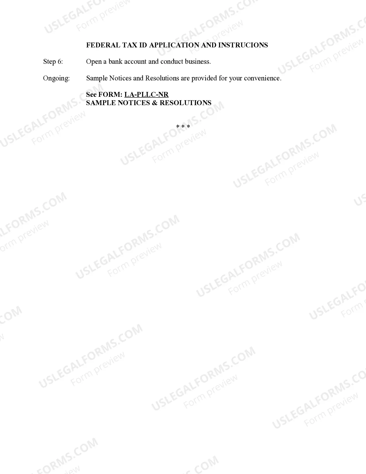 Preview Louisiana Professional Limited Liability Company PLLC Formation Package