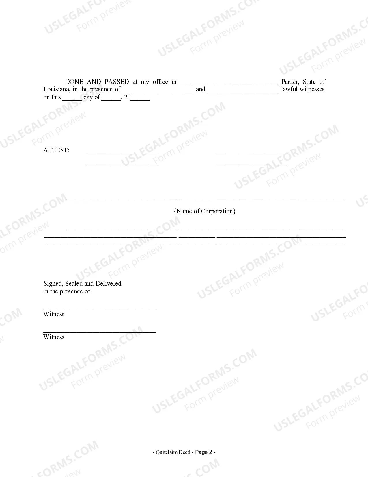 Preview Quitclaim Deed from Corporation to Individual