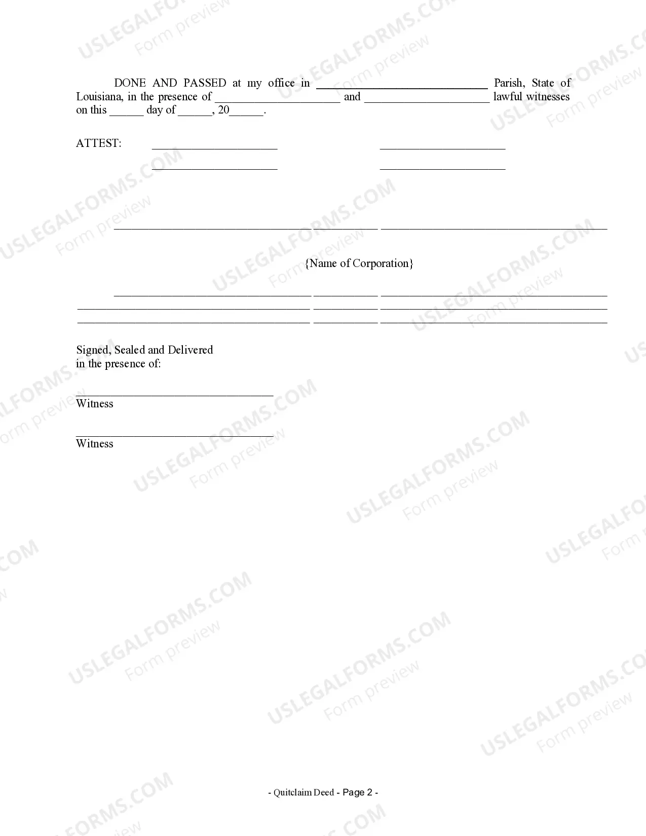Preview Quitclaim Deed from Corporation to LLC