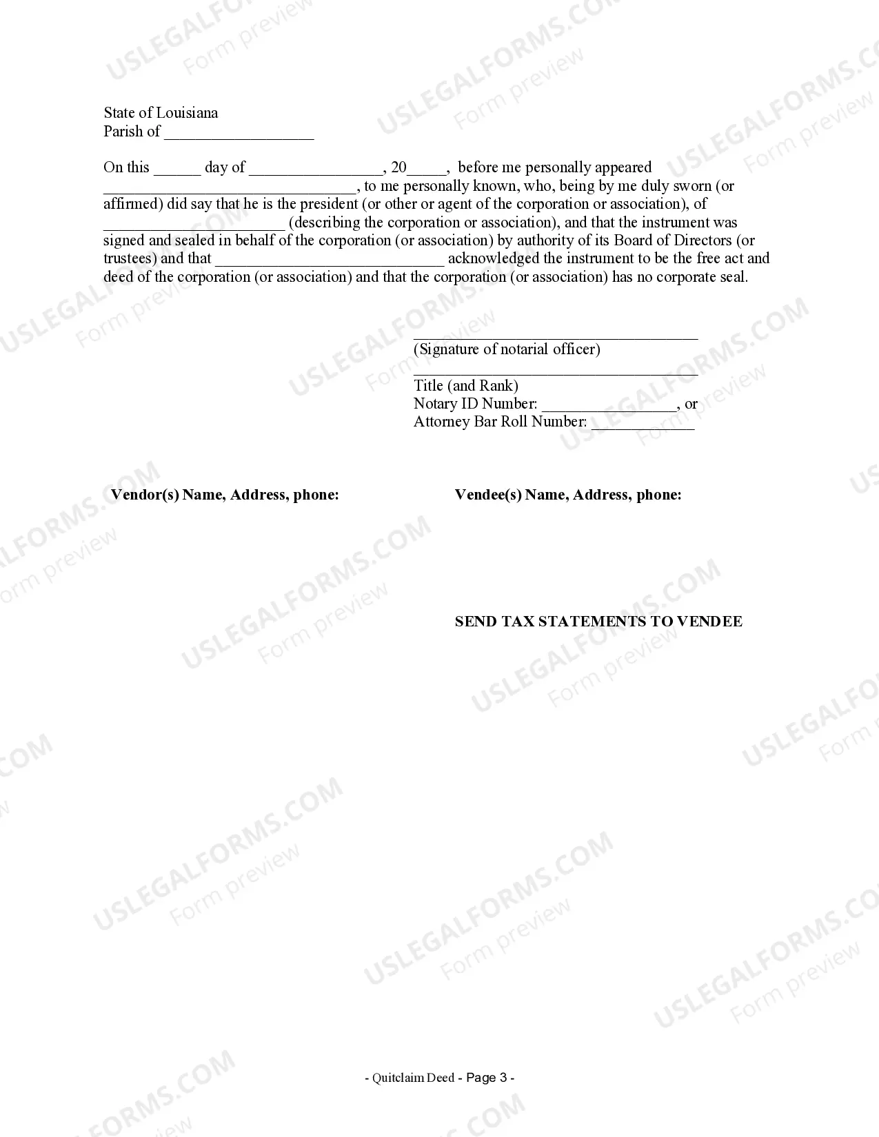 Preview Quitclaim Deed from Corporation to LLC