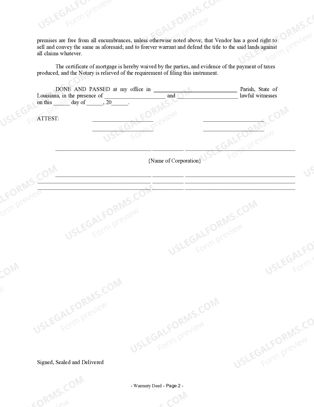 Preview Warranty Deed from Corporation to Corporation