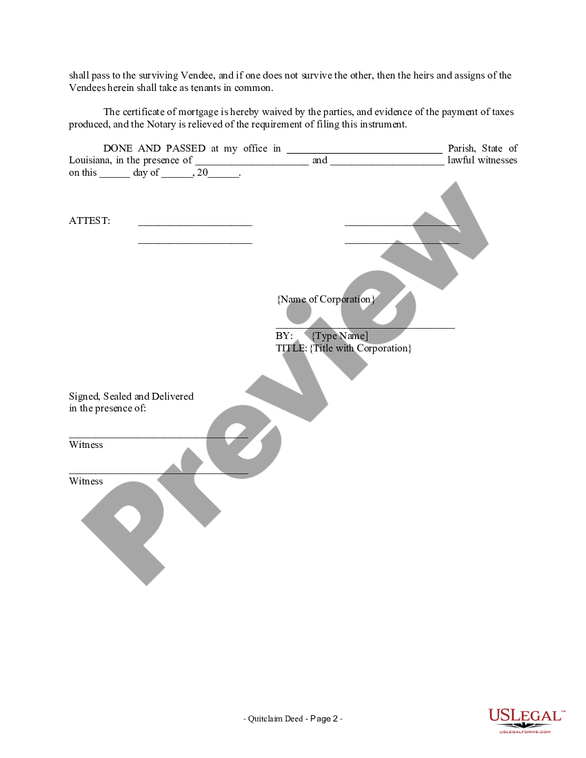 Quitclaim Deed Form Louisiana | US Legal Forms