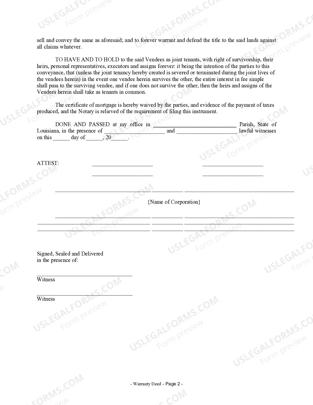 Preview Warranty Deed from Corporation to Two Individuals