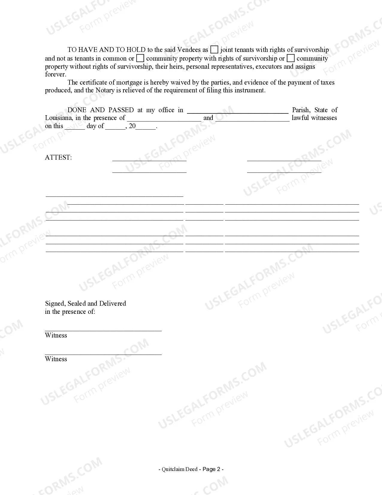 Preview Quitclaim Deed from Husband and Wife to Husband and Wife