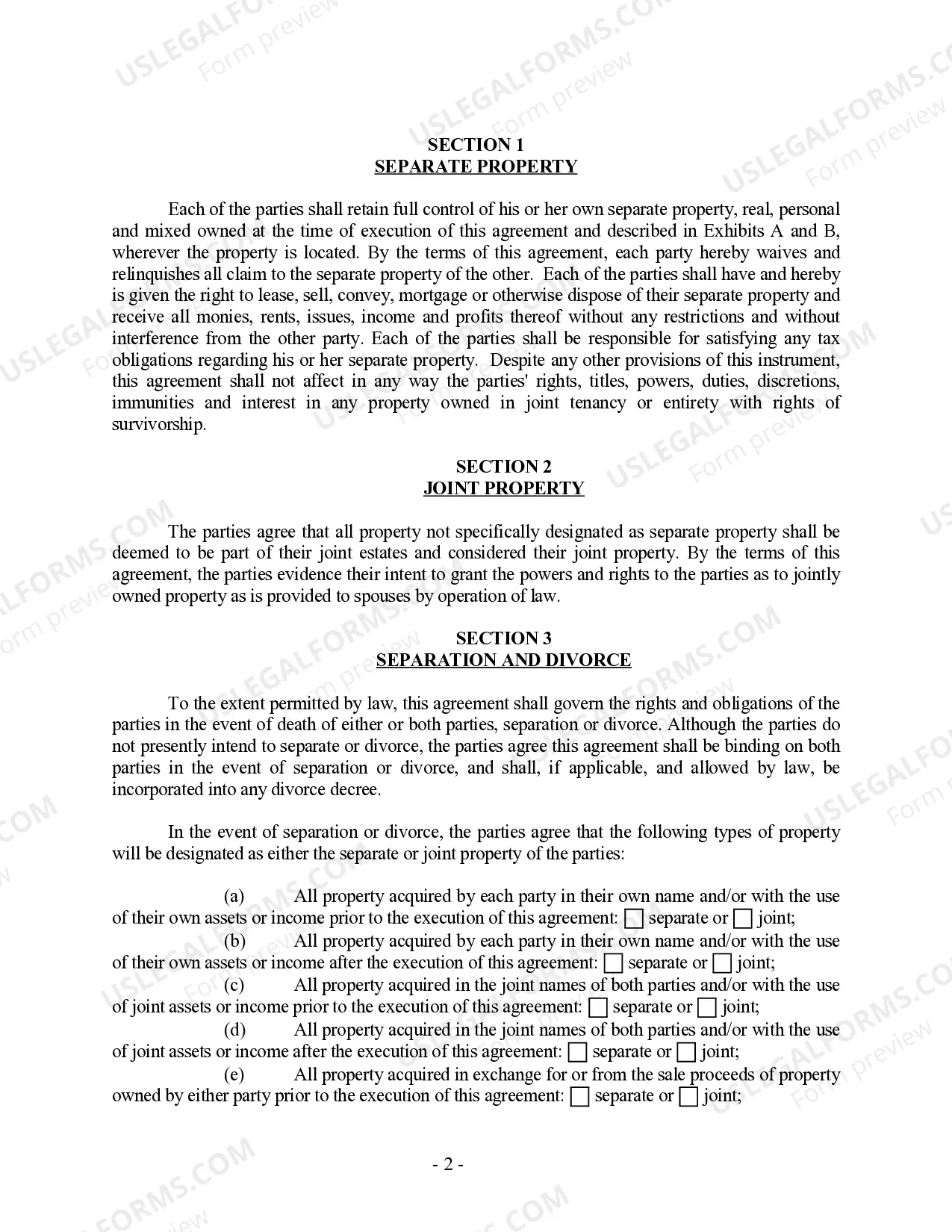 Preview Postnuptial Property Agreement