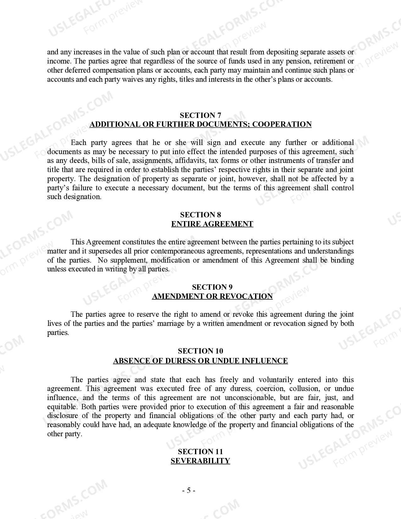 Preview Postnuptial Property Agreement