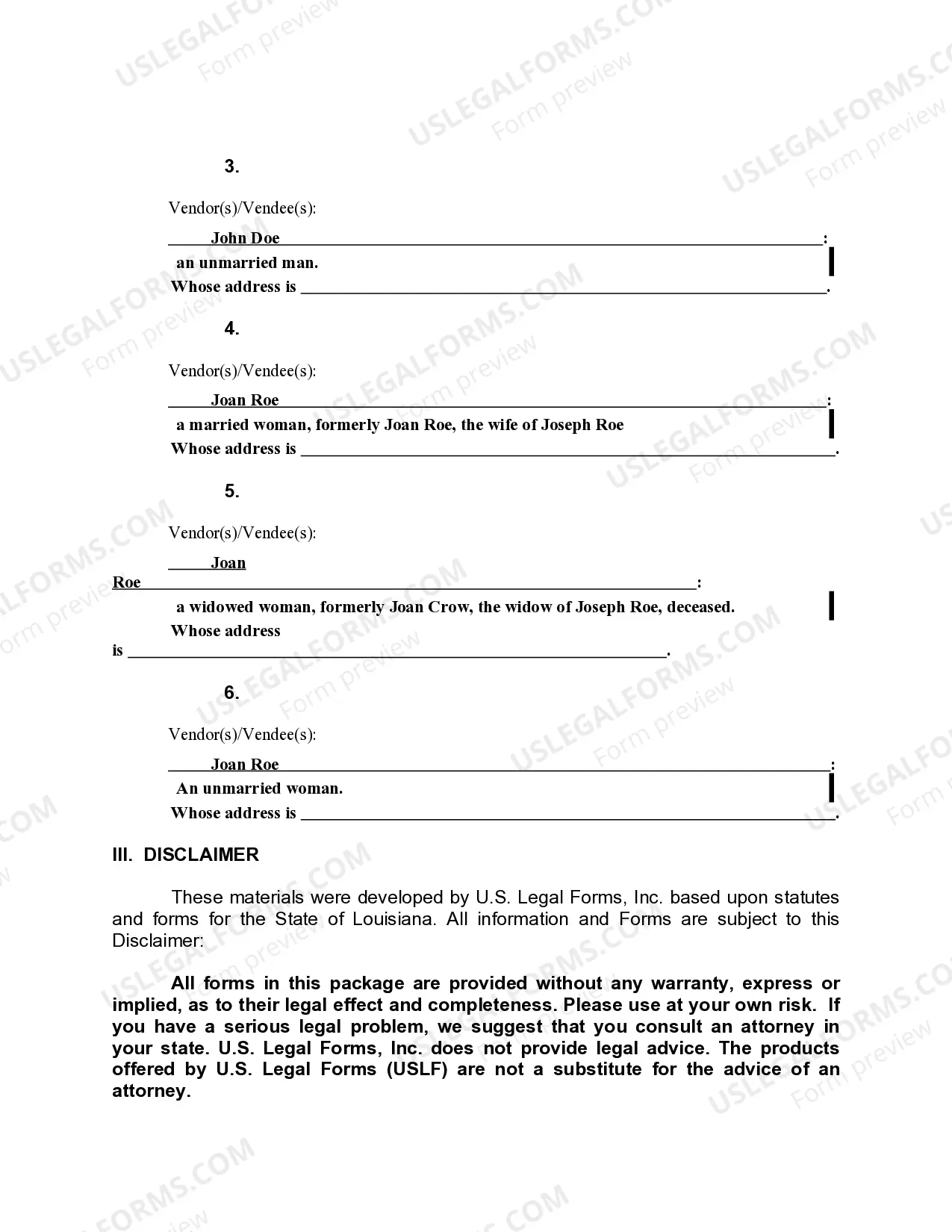 Preview Deed of Conveyance - Warranty - from two Individuals to Husband and Wife