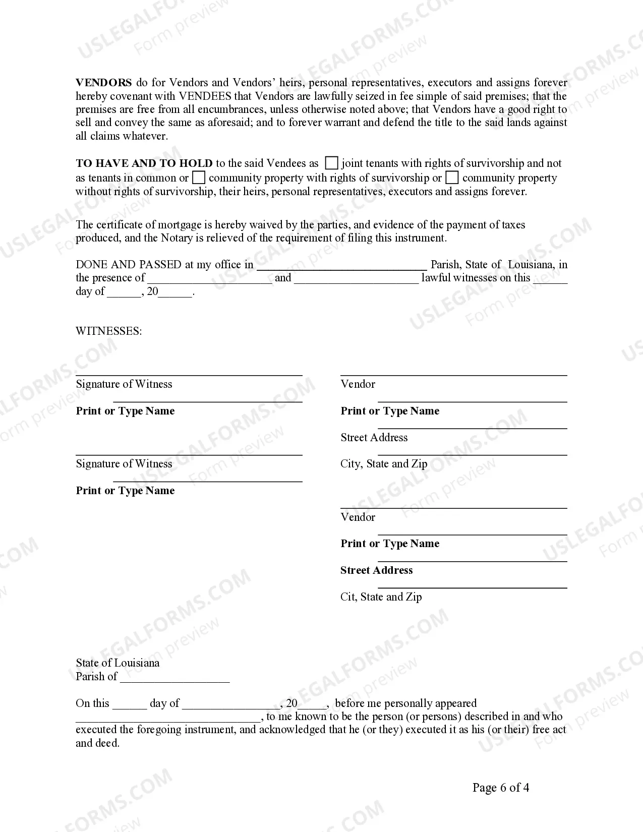 Preview Deed of Conveyance - Warranty - from two Individuals to Husband and Wife