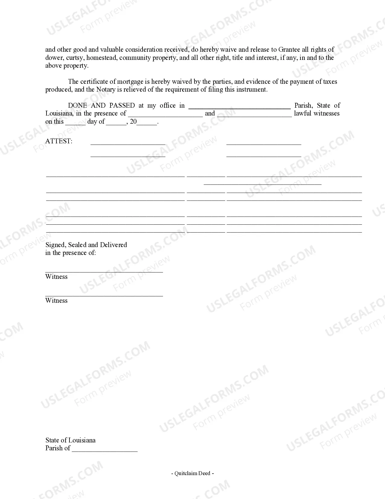 Preview Individual to Individual with Waiver of Dower, Curtsey, and Homestead