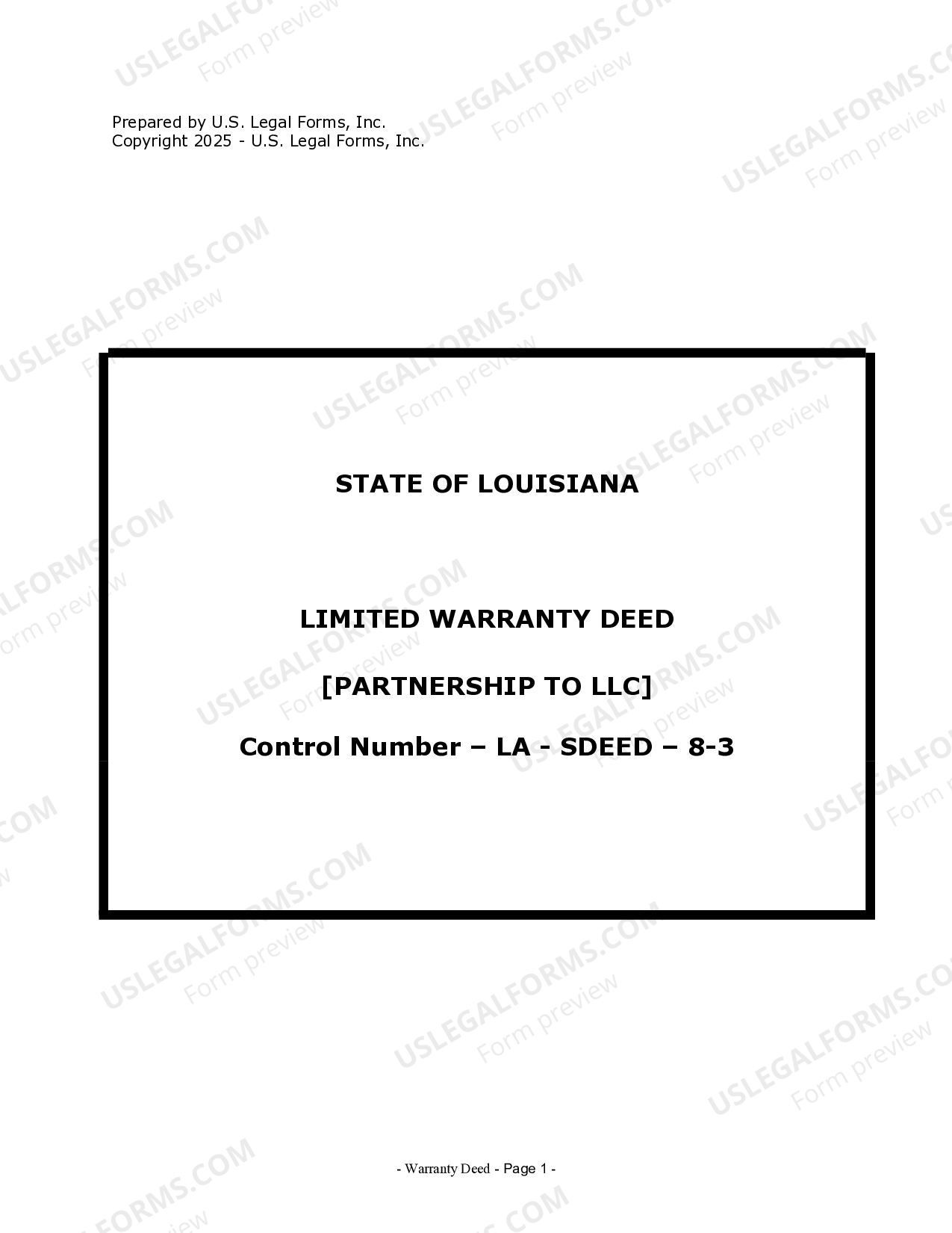 Louisiana Quitclaim Deed from Individual to Individual without Waiver ...