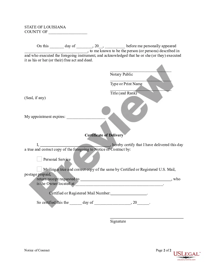 Get Notice of Contract - Individual Preview Notice of Contract - Individual