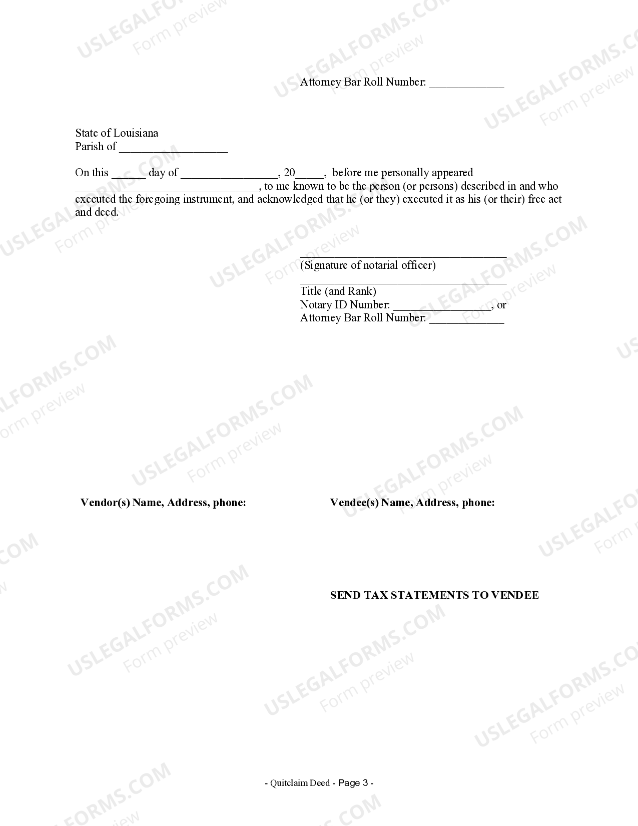 Louisiana Quitclaim Deed by Two Individuals to Husband and Wife ...
