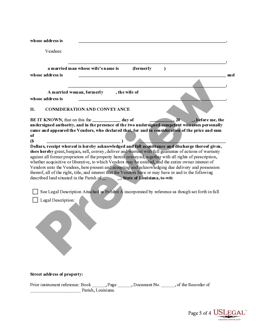 Preview Warranty Deed from two Individuals to Husband and Wife