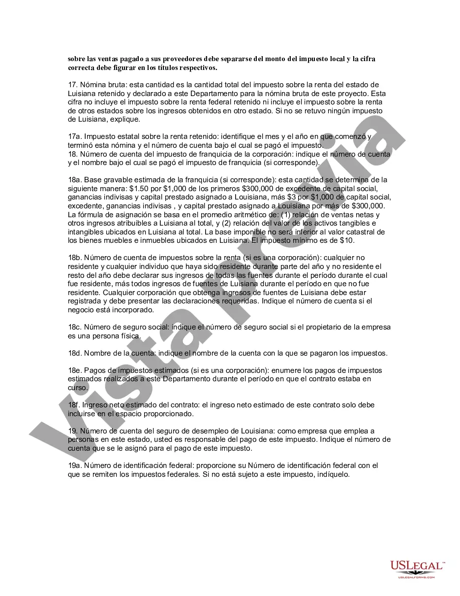 Preview Formulario de finalización del contrato de Luisiana