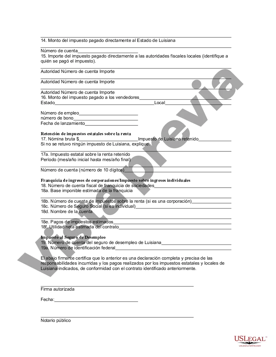 Preview Formulario de finalización del contrato de Luisiana