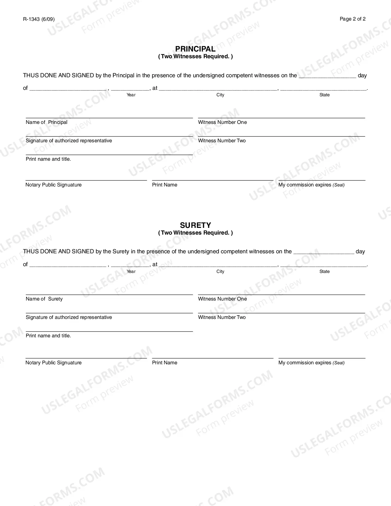 Preview Louisiana Contractor - Subcontractor Surety Bond
