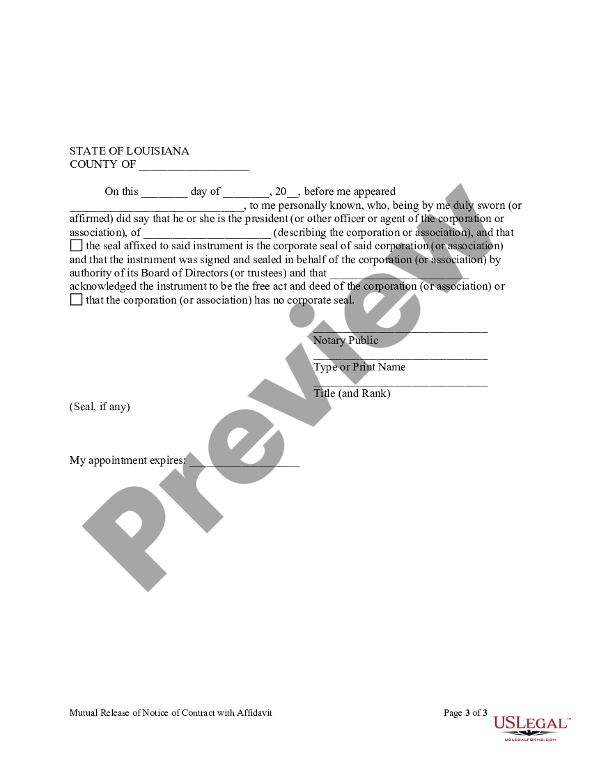 Louisiana Statement Of Claim And Privilege - Louisiana Statement Of 