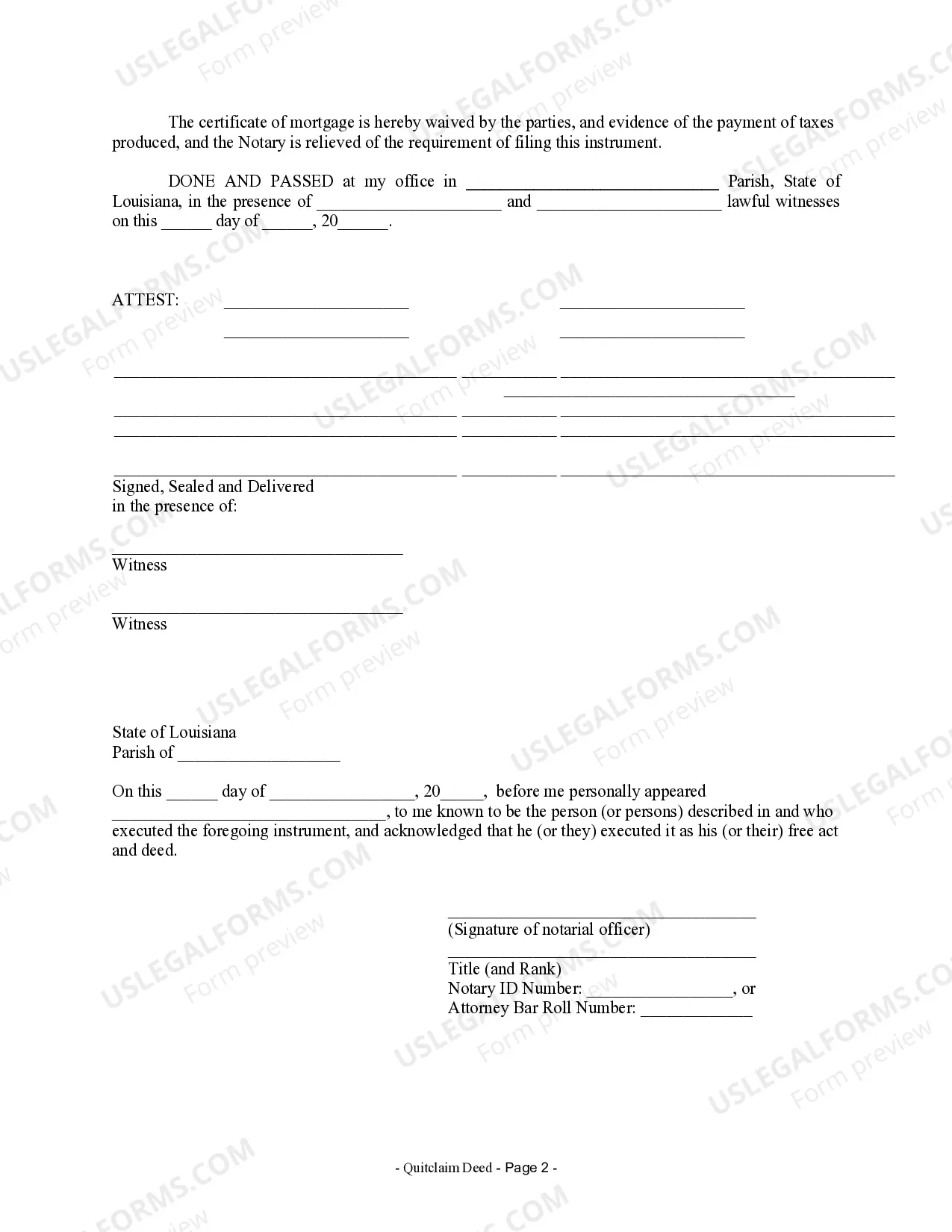 Preview Quitclaim Deed from Individual to Corporation