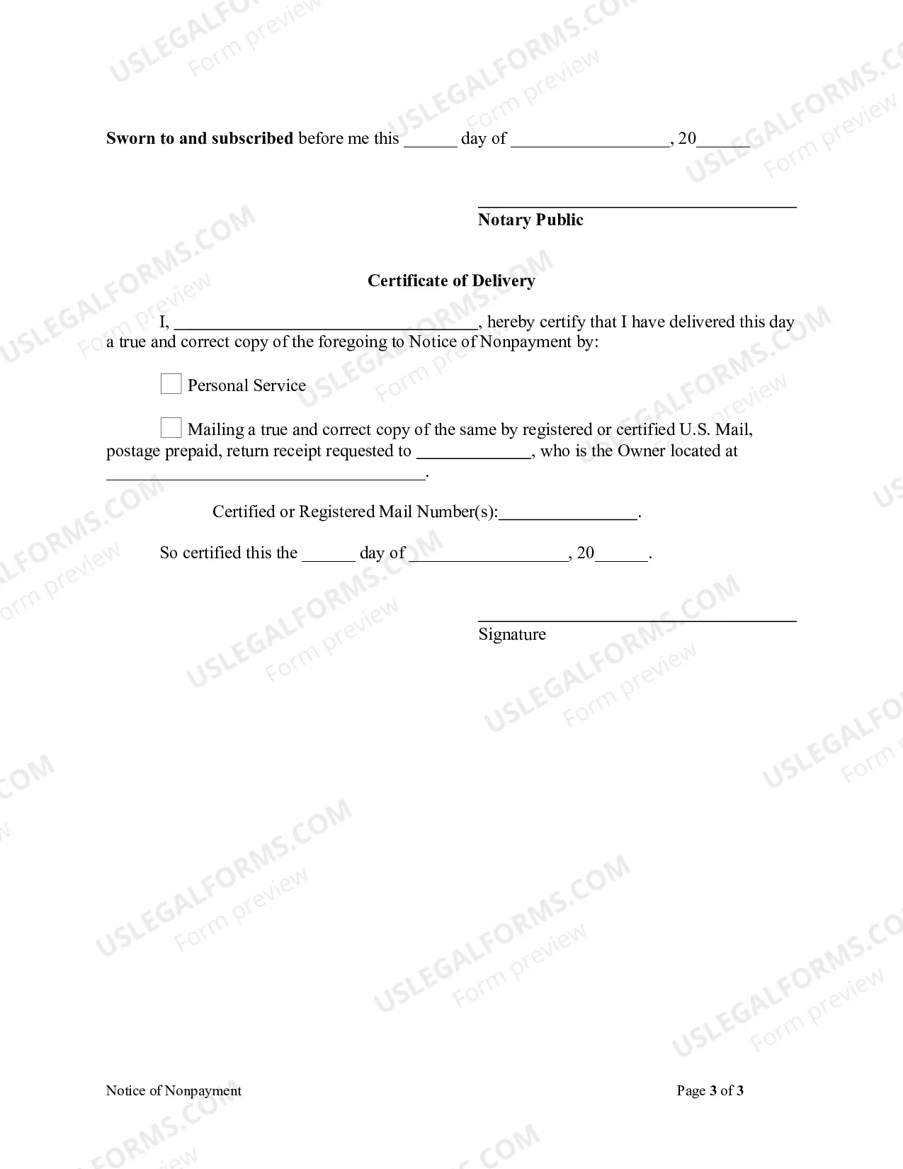 Preview Notice of NonPayment (Seller of Movables) - Individual
