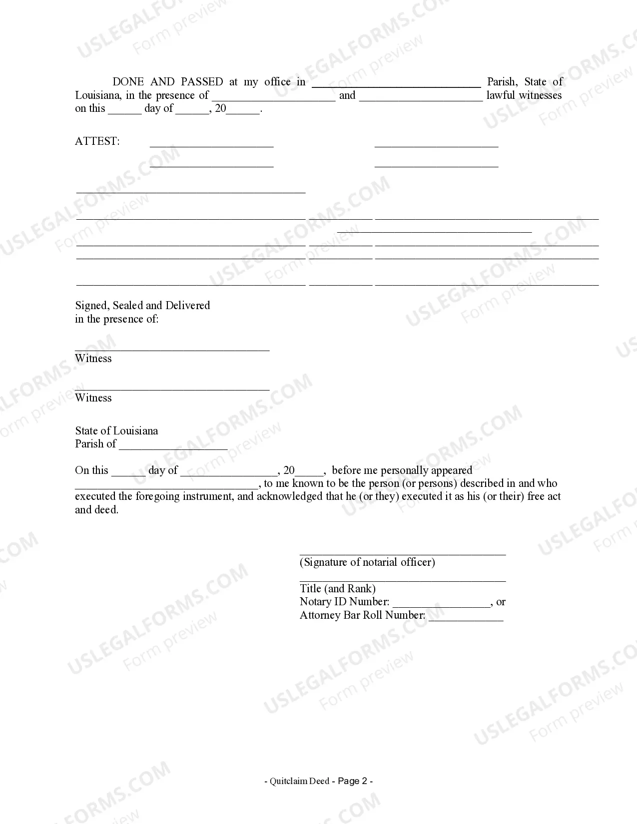 Preview Quitclaim Deed from Individual to LLC