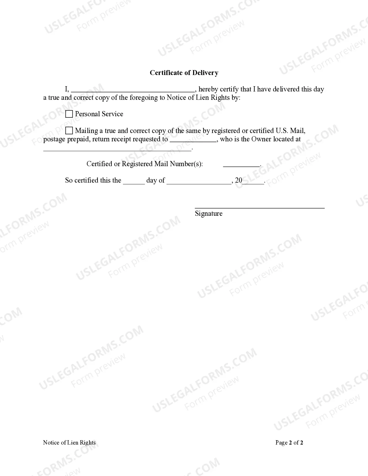 Preview Notice of Lien Rights - Individual