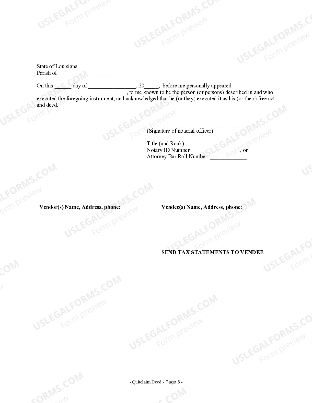 Preview Quitclaim Deed from Husband and Wife to LLC