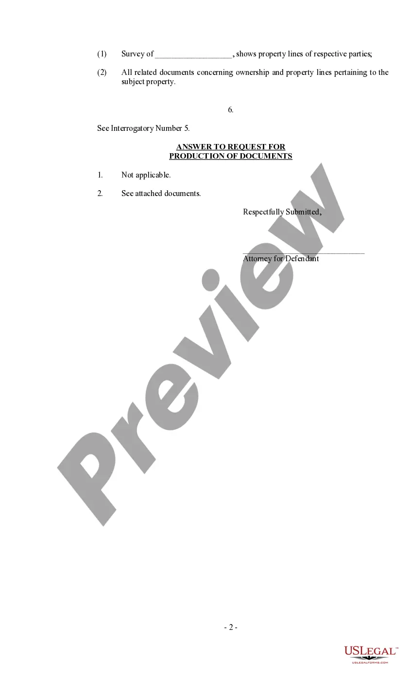 Preview Answers to Interrogatories and Request for Production of Documents