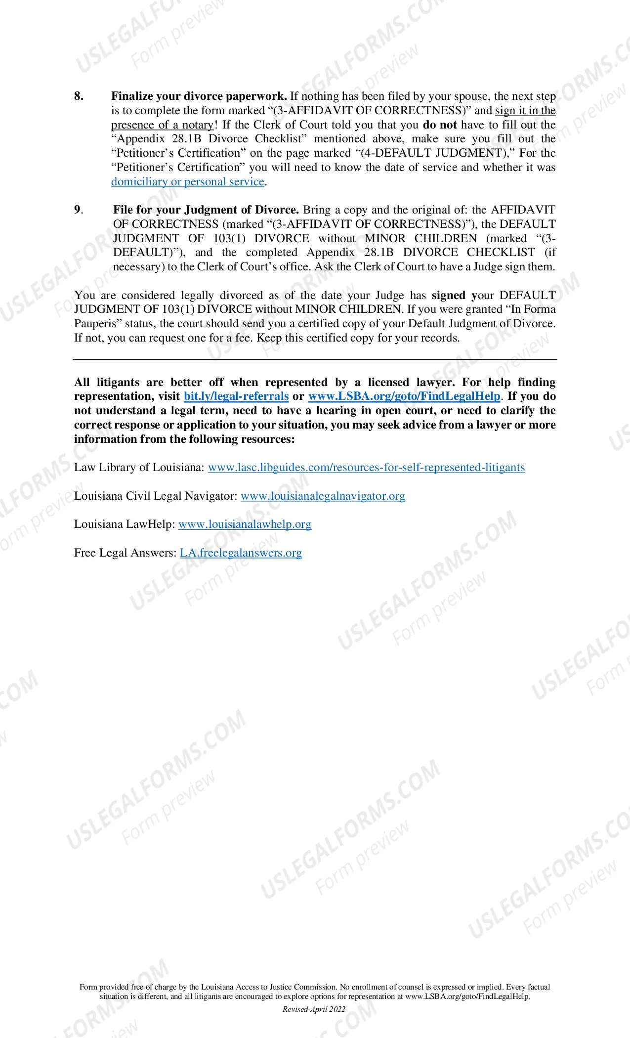 Preview Article 103 Divorce - No Minor Children - For Divorce Issue Only and for Requesting Use of Allowed Last Name