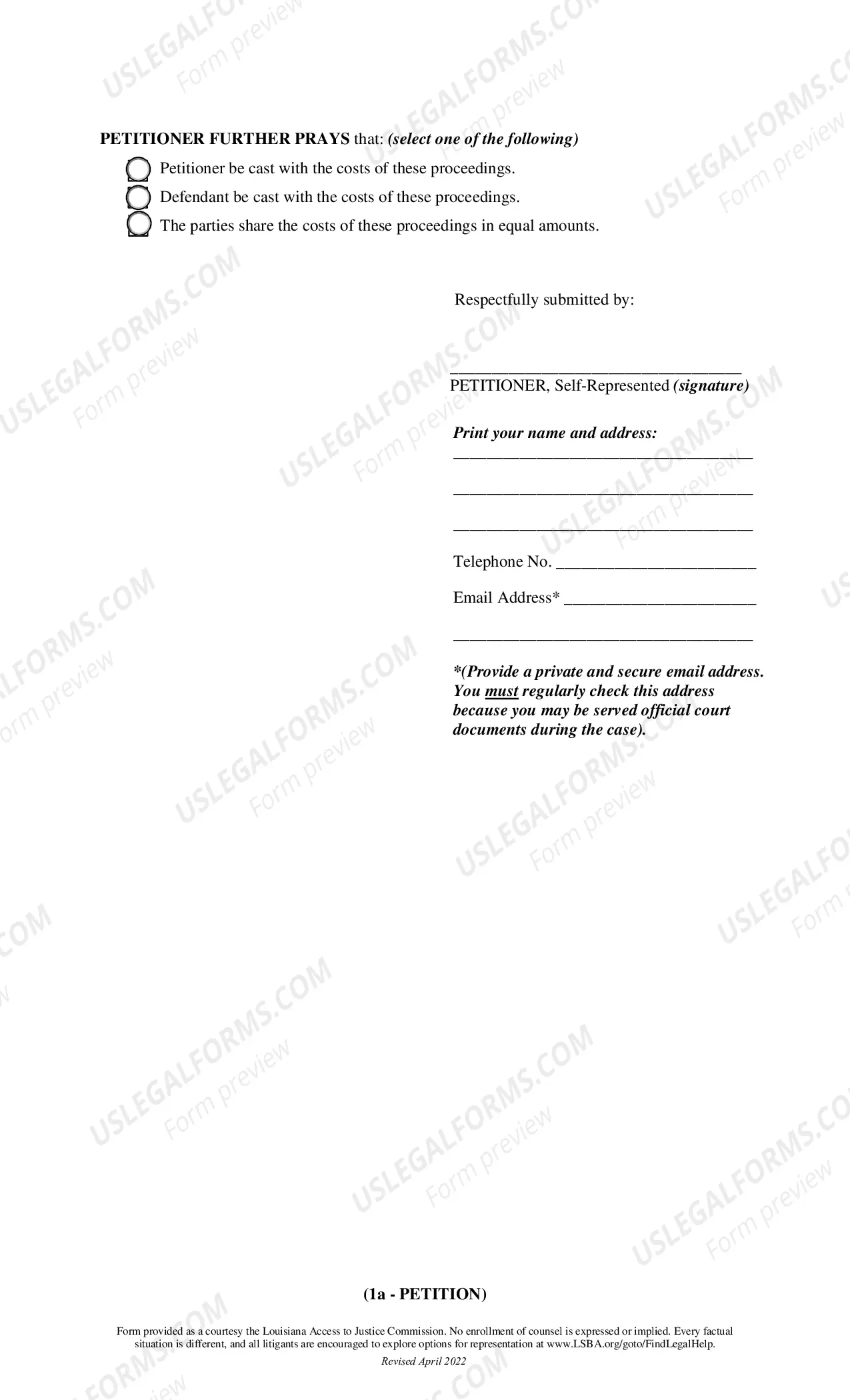 Preview Article 103 Divorce Package - Minor Children - For Divorce Issue Only and for Requesting Use of Allowed Last Name